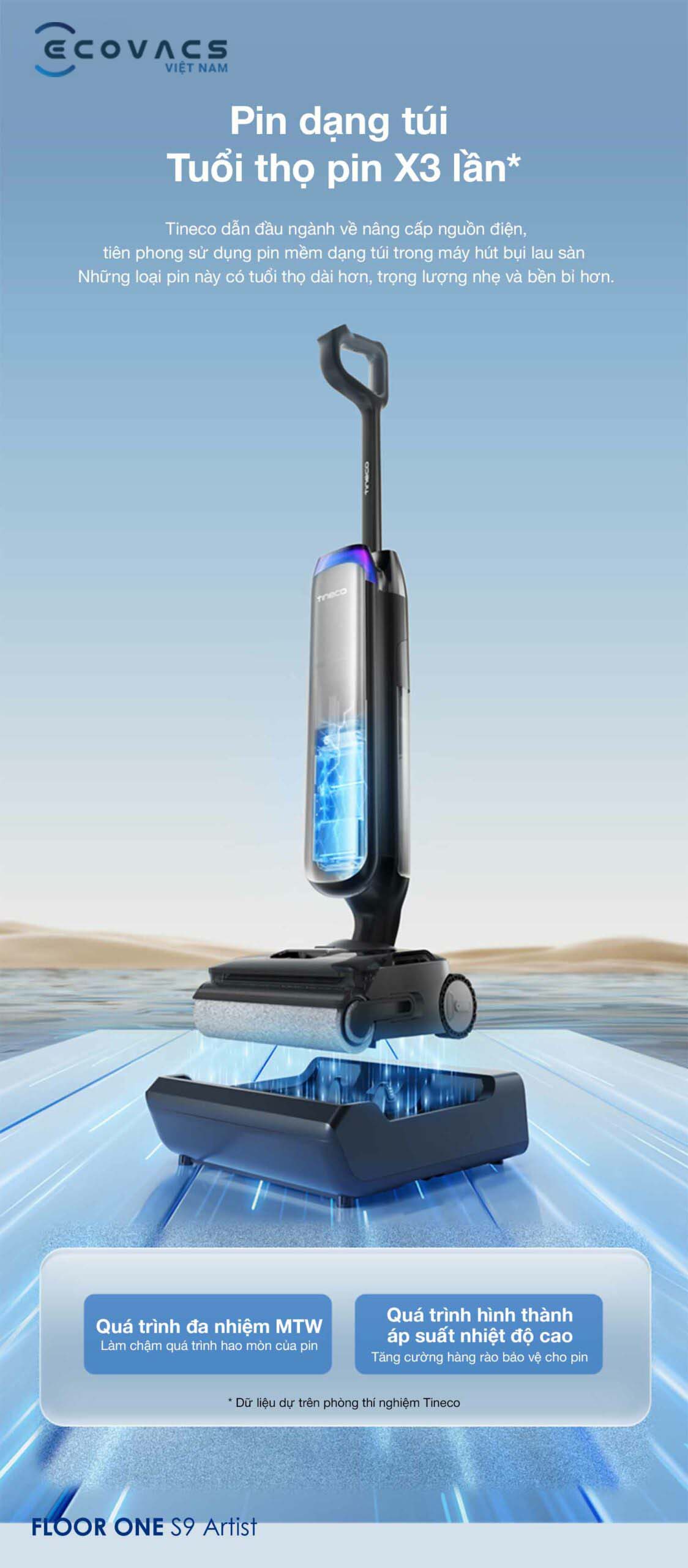Máy hút bụi lau nhà Tineco Floor One S9 Artist tính năng 8