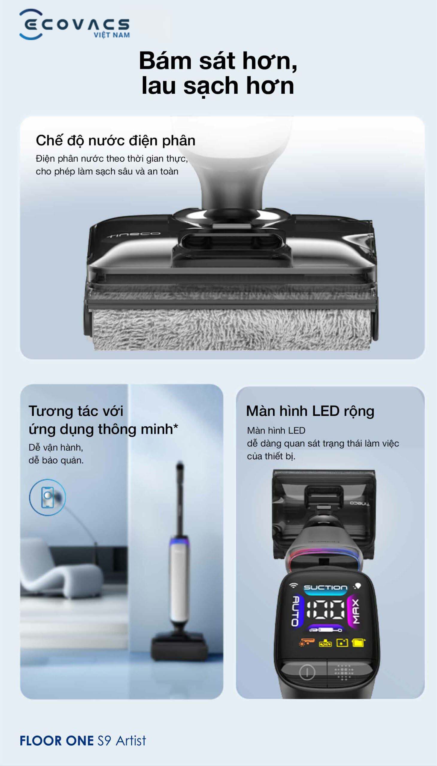 Máy hút bụi lau nhà Tineco Floor One S9 Artist tính năng 12