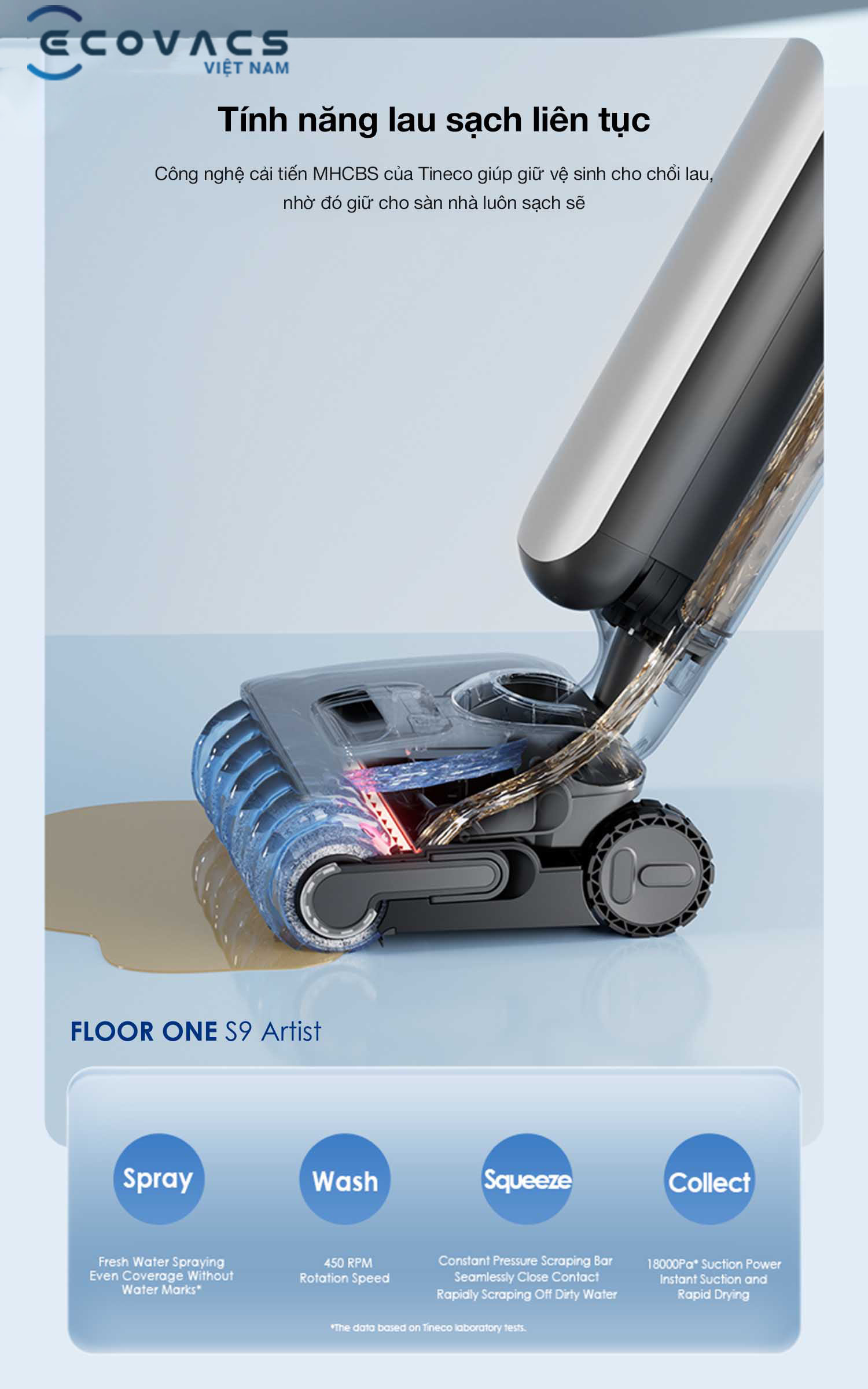 Máy hút bụi lau nhà Tineco Floor One S9 Artist tính năng 4