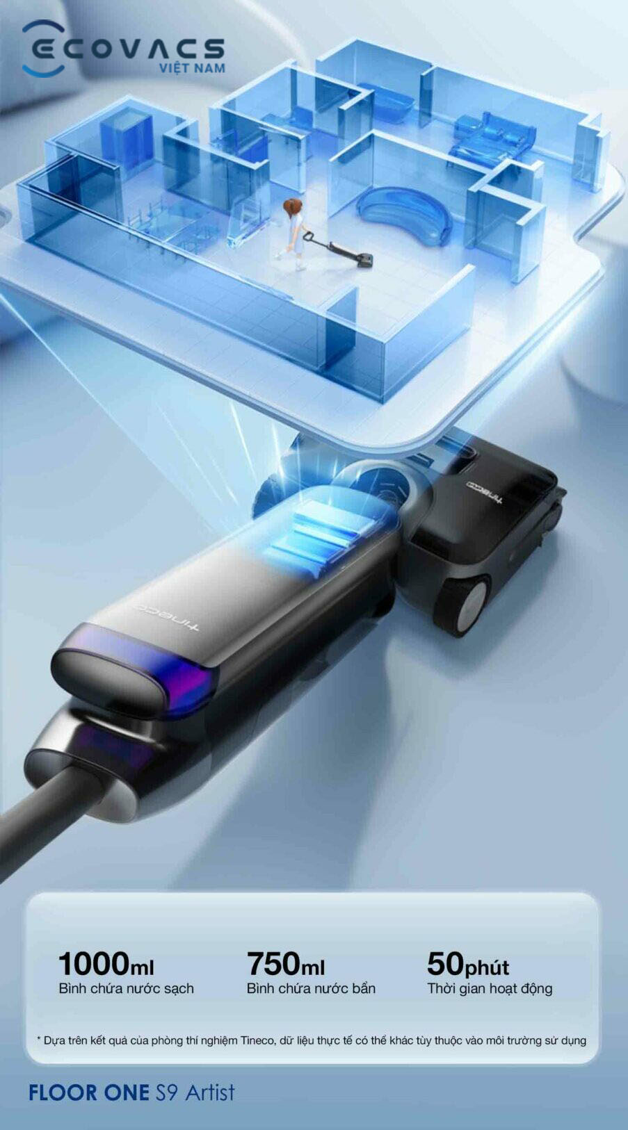 Máy hút bụi lau nhà Tineco Floor One S9 Artist tính năng 7