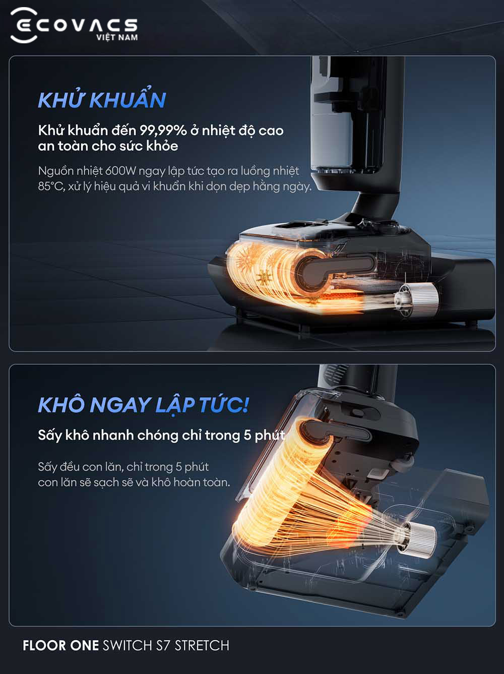 Tineco Floor One Switch S7 Stretch đặc tính sản phẩm 9