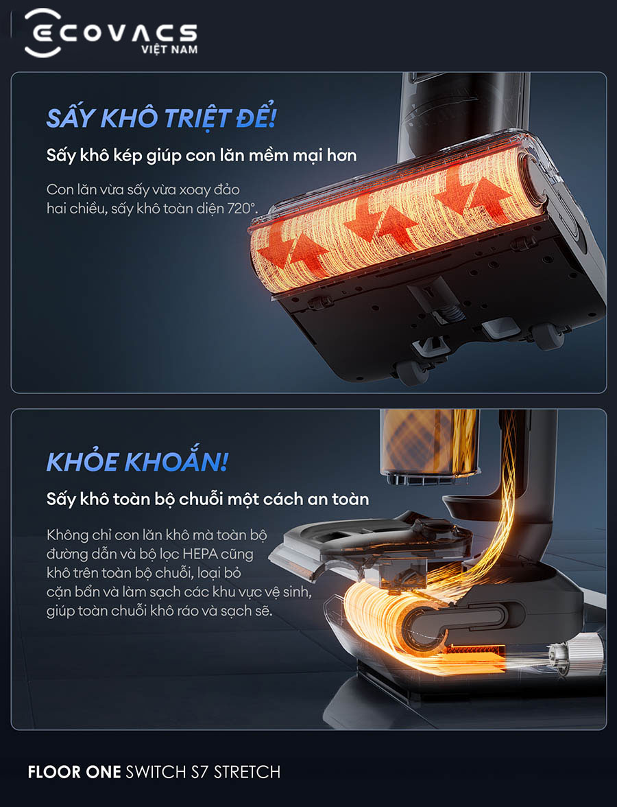 Tineco Floor One Switch S7 Stretch đặc tính sản phẩm 10