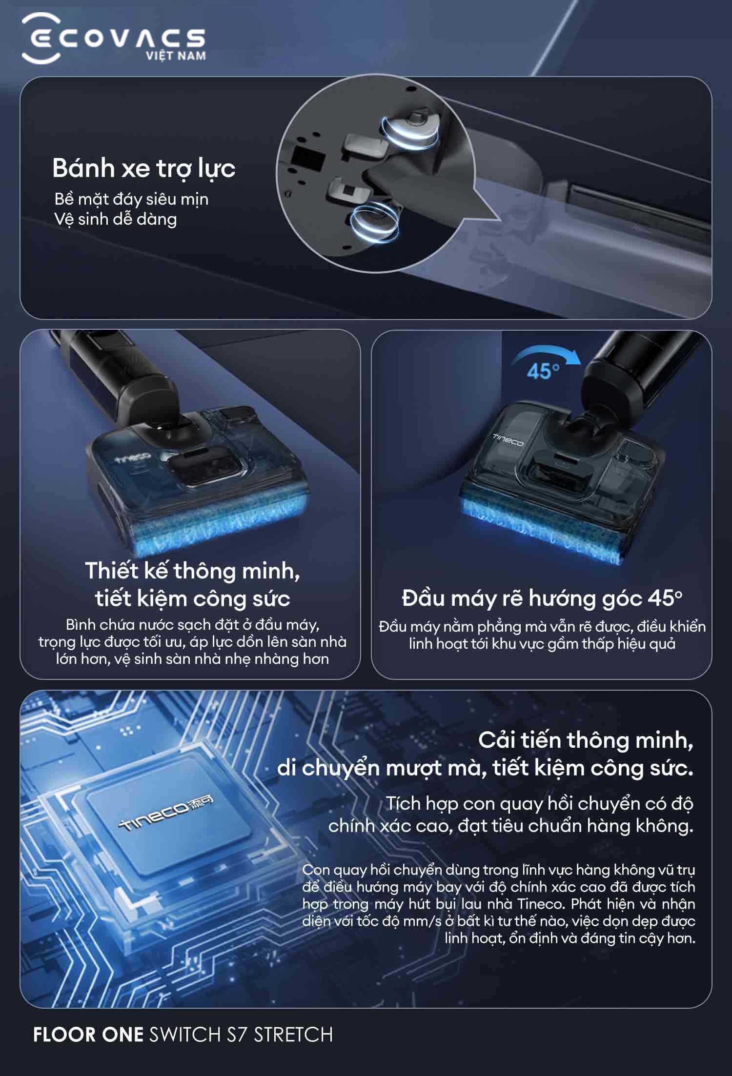 Tineco Floor One Switch S7 Stretch đặc tính sản phẩm 12