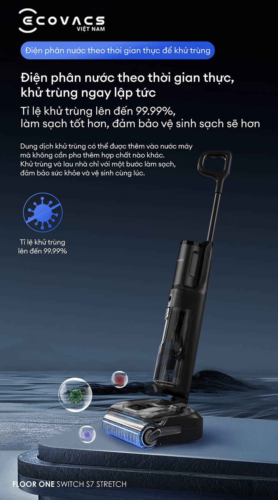 Tineco Floor One Switch S7 Stretch đặc tính sản phẩm 13