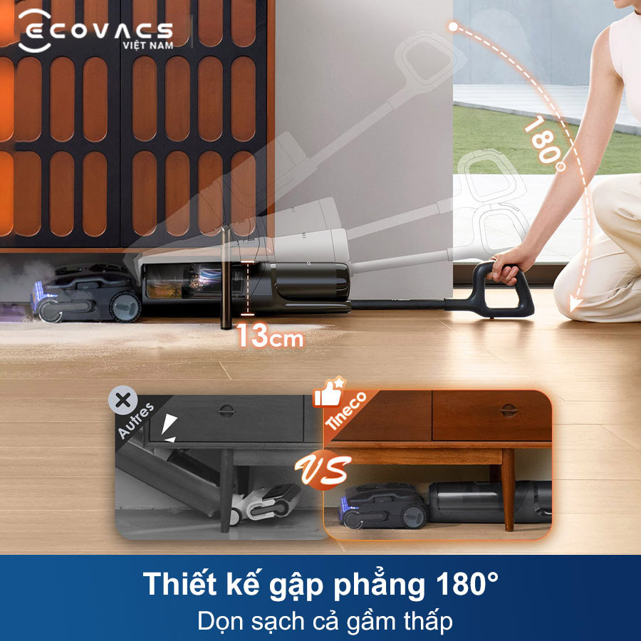 Tineco Floor One S7 Stretch Steam thiết kế 180 độ