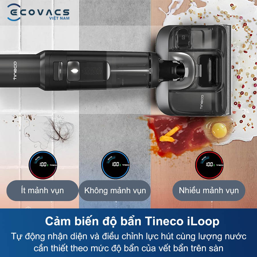 Tineco Floor One S7 Stretch Steam tự động nhận diện mức độ bẩn