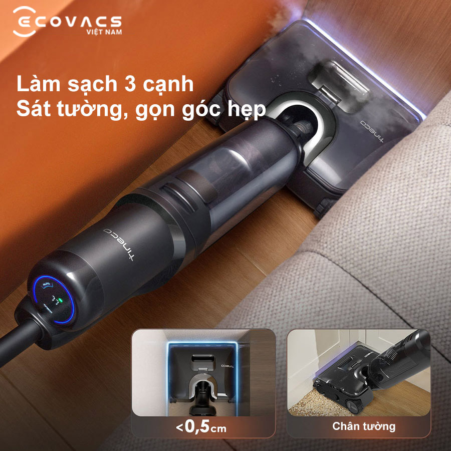 Tineco Floor One S7 Stretch Steamd làm sạch sát tường