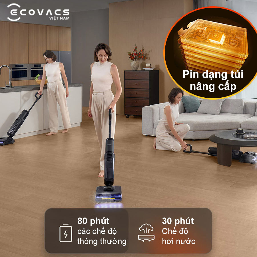 Tineco Floor One S7 Stretch Steam pin dung lượng lớn