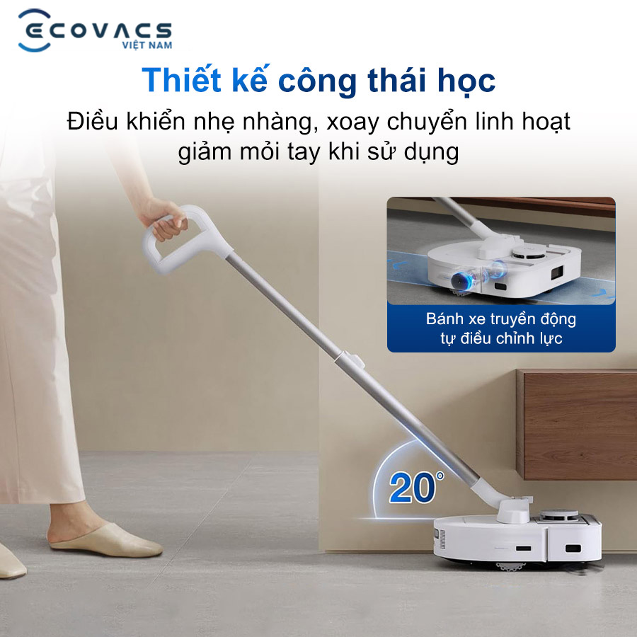 Ecovacs Deebot X5 Hybrid thiết kế tay cầm công thái học