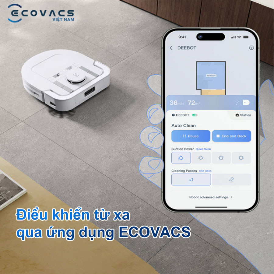 Ecovacs Deebot X5 Hybrid kết nối ứng dụng tiện lợi