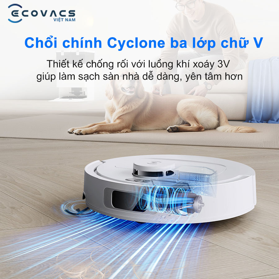 Robot Ecovacs Deebot T30C chổi 3 lớp chữ V
