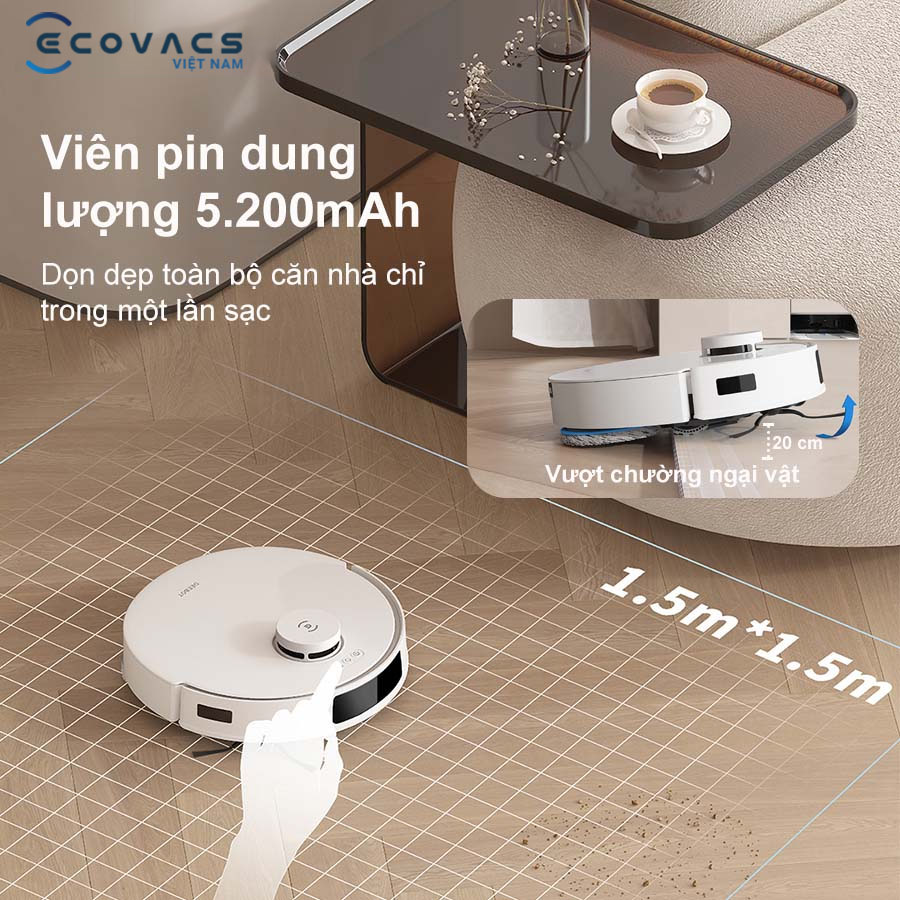 Robo Ecovacs Deebot T30e Pro Omni dung lượng pin lớn