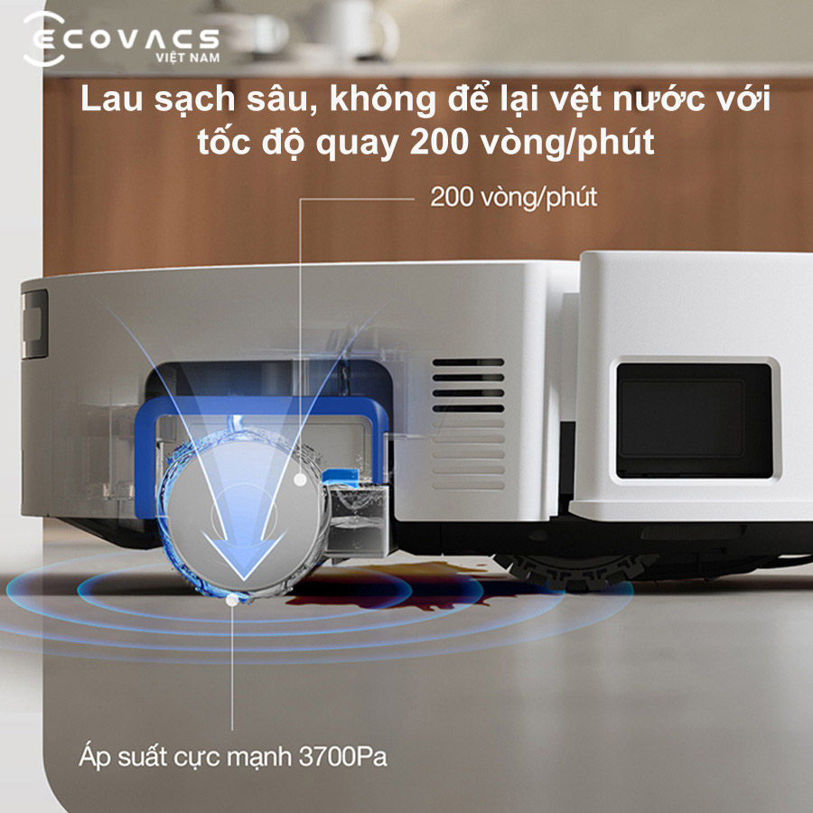robot Ecovacs T80 Omni tốc độ quay 200 vòng/ phút