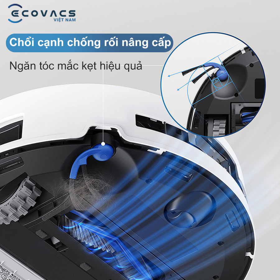 robot Ecovacs T80 Omni chổi cạnh chống rối