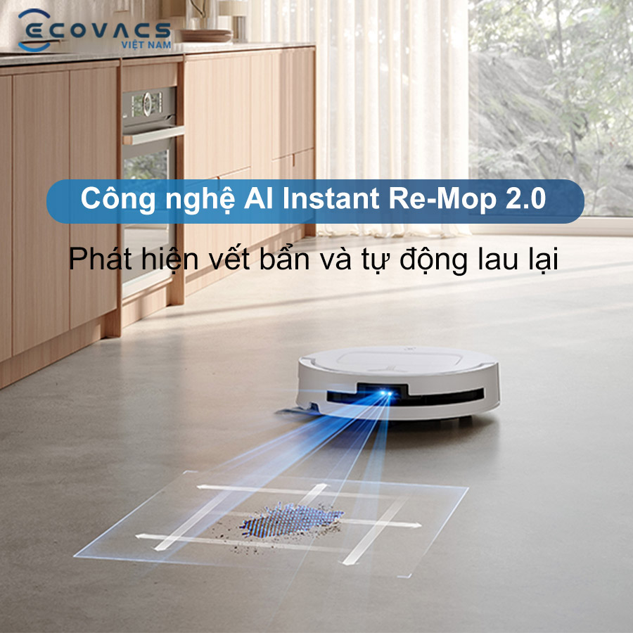 robot Ecovacs T80 Omni tự động lau lại vết bẩn