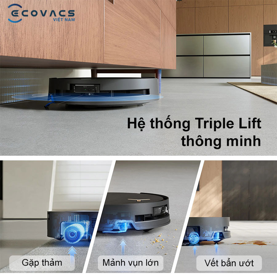 Ecovacs Deebot X9 Pro hệ thống Triple Lift thông minh