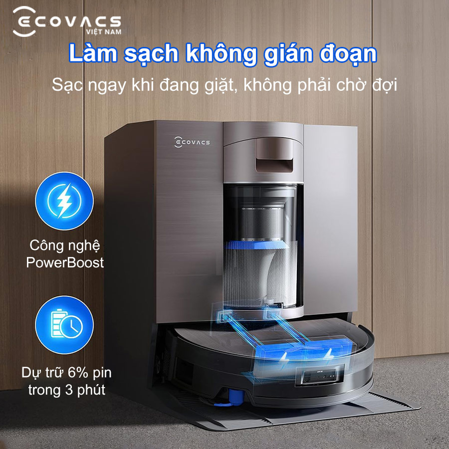 Robot Ecovacs Deebot X11 OmniCyclone với khả năng làm sạch không gián đoạn