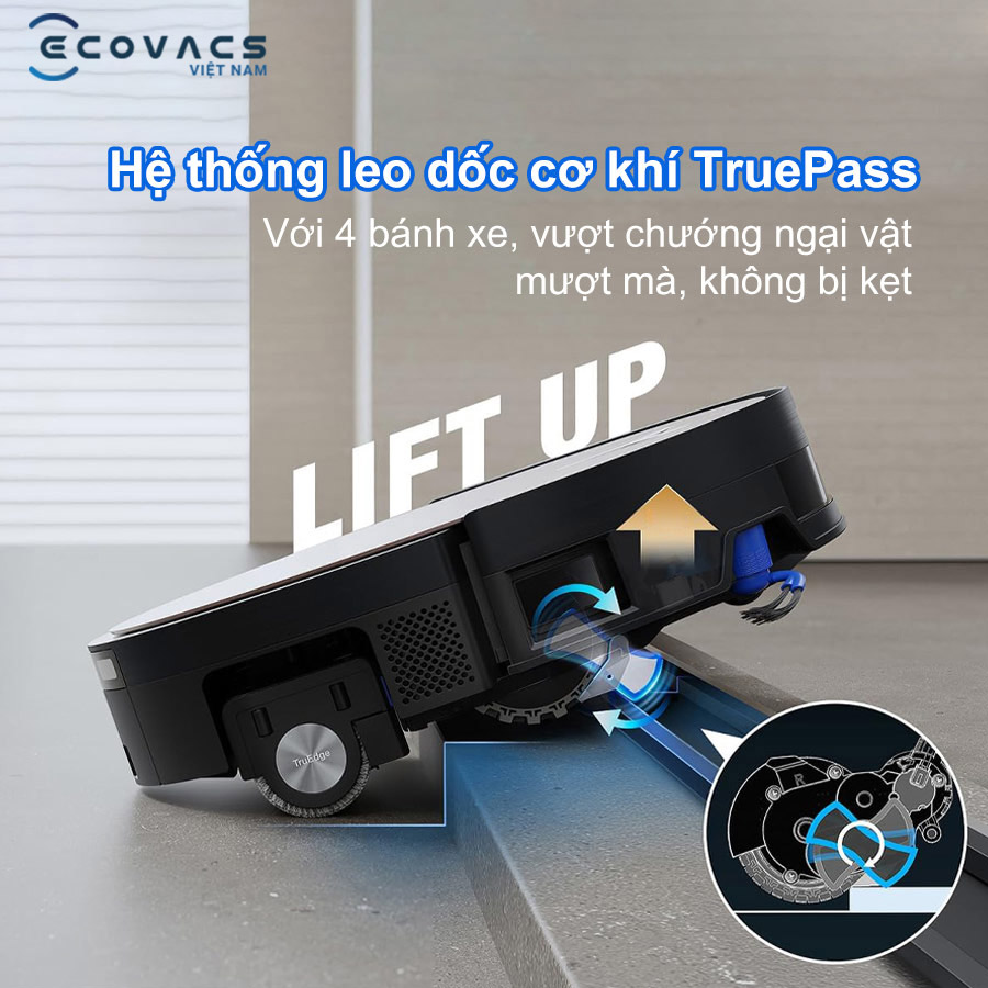 Robot Ecovacs Deebot X11 OmniCyclone leo dốc cơ khí TruePass