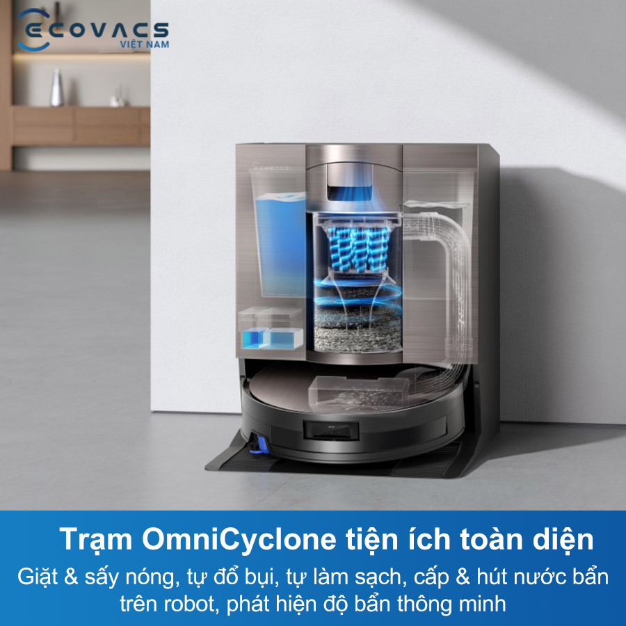 Robot Ecovacs Deebot X11 OmniCyclone trang bị trạm OmniCyclone tiện ích