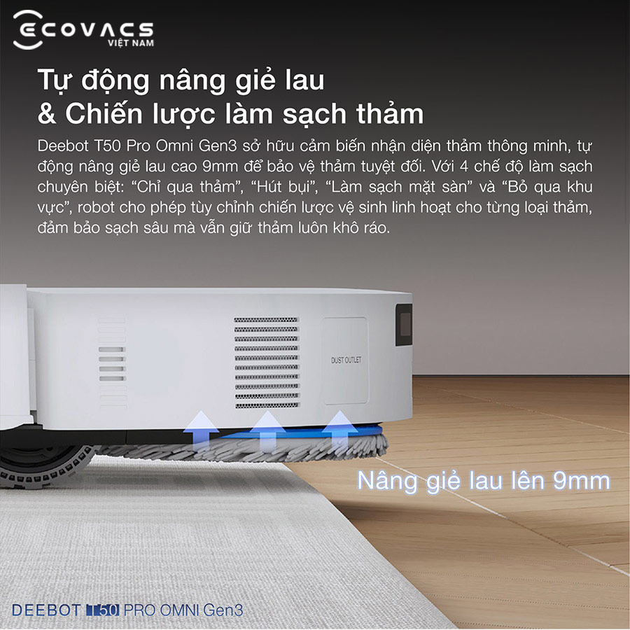 Robot hút bụi lau nhà Ecovacs Deebot T50 Pro Omni Gen 3