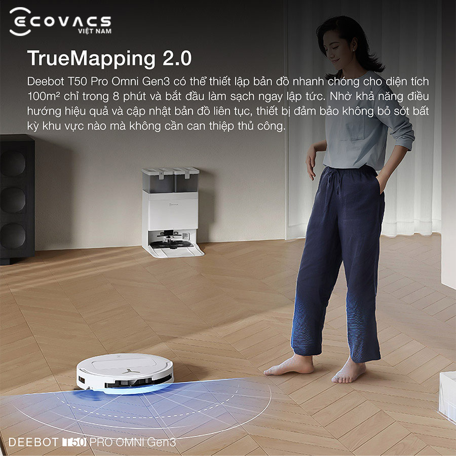 Robot hút bụi lau nhà Ecovacs Deebot T50 Pro Omni Gen 3