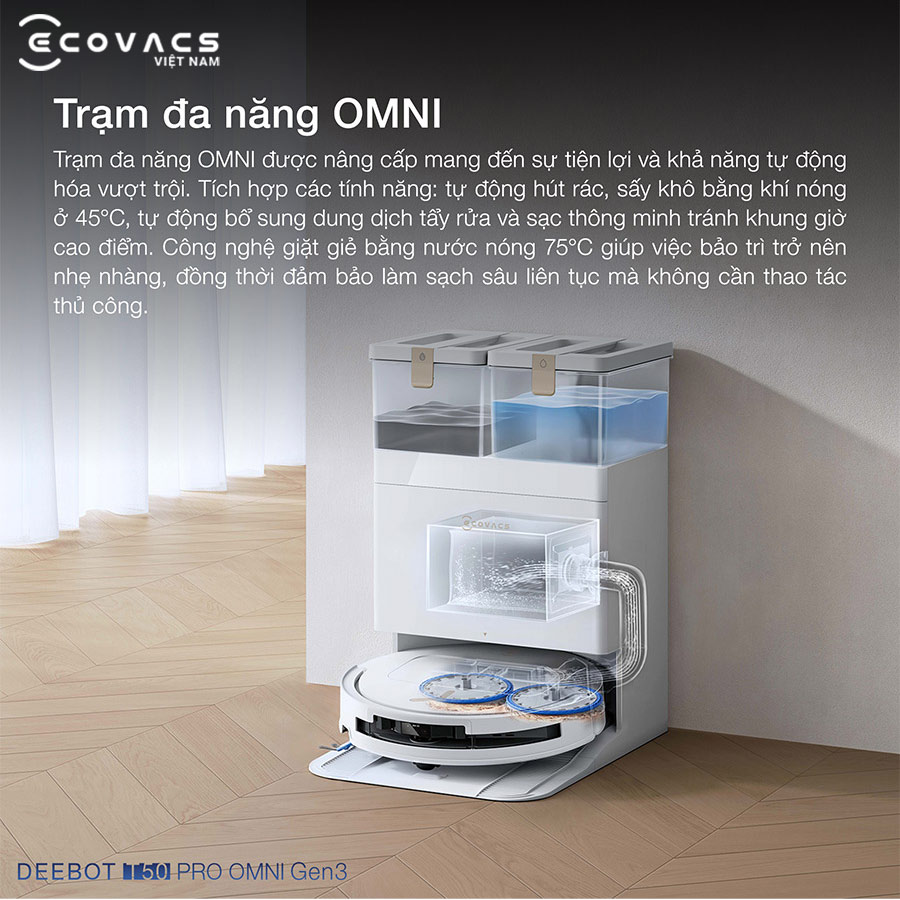 Robot hút bụi lau nhà Ecovacs Deebot T50 Pro Omni Gen 3